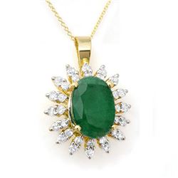 6.21 CTW Emerald & Diamond Pendant 14K Yellow Gold - REF-125K5W - 12839