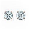 3 CTW Cushion Cut Aquamarine Designer Solitaire Stud Earrings 14K Rose Gold - REF-30Y8K - 21731