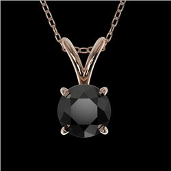 0.50 CTW Fancy Black VS Diamond Solitaire Necklace 10K Rose Gold - REF-16W5F - 33157