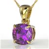 Image 1 : 2 Cushion Cut CTW Amethyst Designer Solitaire Necklace 18K Yellow Gold - REF-24H5A - 21930