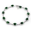 Image 1 : 10.40 CTW Emerald & Diamond Bracelet 14K White Gold - REF-115W8F - 10781