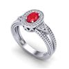 Image 2 : 0.83 CTW Ruby & VS/SI Diamond Designer Solitaire Halo Fashion Ring 10K White Gold - REF-25A8X - 2083
