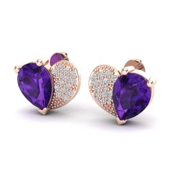 2.50 CTW Amethyst & Micro Pave VS/SI Diamond Earrings 10K Rose Gold - REF-30Y2K - 20063