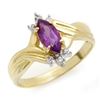 Image 1 : 0.52 CTW Amethyst & Diamond Ring 10K Yellow Gold - REF-13W6F - 10501