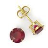 Image 2 : 4 CTW Ruby Designer Inspired Solitaire Stud Earrings 18K Yellow Gold - REF-34F5N - 21839