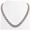 45.98 CTW Morganite & Diamond Halo Necklace 10K White Gold - REF-850X9T - 40565