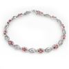 3.83 CTW Red Sapphire & Diamond Bracelet 10K White Gold - REF-44A2X - 14246