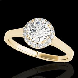 1.11 CTW H-SI/I Certified Diamond Solitaire Halo Ring 10K Yellow Gold - REF-167H3A - 33816