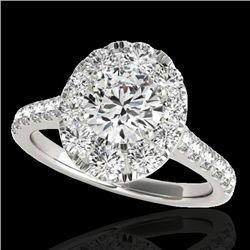 2 CTW H-SI/I Certified Diamond Solitaire Halo Ring 10K White Gold - REF-210M9H - 34078