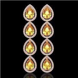 9.2 CTW Fancy Citrine & Diamond Halo Earrings 10K Rose Gold - REF-154W2F - 41325