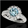 Image 1 : 2.16 CTW Si Certified Fancy Blue Diamond Solitaire Halo Ring 10K White Gold - REF-221W8F - 33987