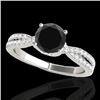Image 1 : 1.3 CTW Certified VS Black Diamond Solitaire Ring 10K White Gold - REF-68Y2K - 35278