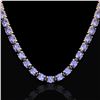 Image 2 : 56 CTW Tanzanite Eternity Designer Inspired Tennis Necklace 14K Rose Gold - REF-631W3F - 23410