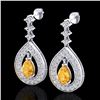 Image 1 : 2.25 CTW Citrine & Micro Pave VS/SI Diamond Earrings Designer 14K White Gold - REF-99K8W - 23148
