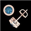 Image 4 : 1.09 CTW Fancy Intense Blue Diamond Art Deco Stud Earrings 18K Rose Gold - REF-123W6F - 37482