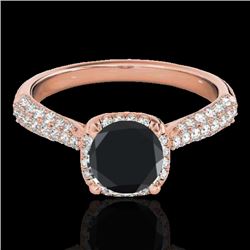 1.5 CTW Certified VS Black Diamond Solitaire Halo Ring 10K Rose Gold - REF-68A2X - 33262