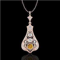 1.75 CTW Intense Fancy Yellow Diamond Art Deco Stud Necklace 18K Rose Gold - REF-254M5H - 37617