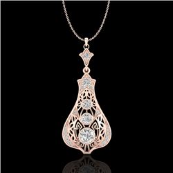 1.75 CTW VS/SI Diamond Solitaire Art Deco Stud Necklace 18K Rose Gold - REF-272N8Y - 36945