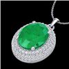 Image 2 : 4.50 CTW Emerald & Micro Pave VS/SI Diamond Necklace 18K White Gold - REF-120W9F - 20562