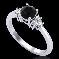 0.75 CTW Fancy Black Diamond Solitaire Engagement Classic Ring 18K White Gold - REF-70W9F - 37583