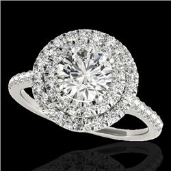 1.5 CTW H-SI/I Certified Diamond Solitaire Halo Ring 10K White Gold - REF-163Y6K - 33352