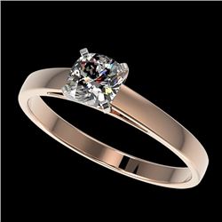0.50 CTW Certified VS/SI Quality Cushion Cut Diamond Solitaire Ring 10K Rose Gold - REF-64H3A - 3296