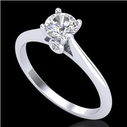 0.56 CTW VS/SI Diamond Solitaire Art Deco Ring 18K White Gold - REF-106F8N - 37280