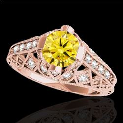 1.25 CTW Certified Si Intense Yellow Diamond Solitaire Antique Ring 10K Rose Gold - REF-167Y3K - 346