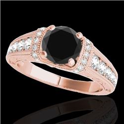 1.75 CTW Certified VS Black Diamond Solitaire Antique Ring 10K Rose Gold - REF-82Y2K - 34787