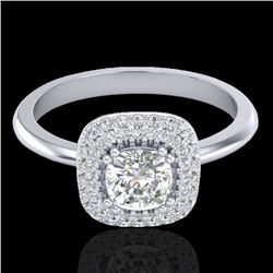 1.16 CTW Micro Si Cushion Diamond Engagement Ring Solitaire Halo 18K White Gold - REF-149W5F - 21031