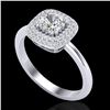 Image 2 : 1.16 CTW Micro Si Cushion Diamond Engagement Ring Solitaire Halo 18K White Gold - REF-149W5F - 21031