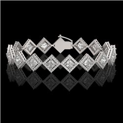 11.7 CTW Princess Cut Diamond Designer Bracelet 18K White Gold - REF-2148K4W - 42797