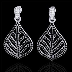 2.50 CTW Micro Pave Black & White VS/SI Diamond Earrings Designer 18K White Gold - REF-235K8W - 2114