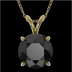 2 CTW Fancy Black VS Diamond Solitaire Necklace 10K Yellow Gold - REF-43A2X - 33235