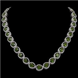 41.6 CTW Tourmaline & Diamond Halo Necklace 10K White Gold - REF-768Y4K - 41207
