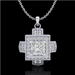 0.84 CTW Princess VS/SI Diamond Micro Pave Necklace 18K White Gold - REF-149M3H - 37190