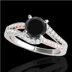 1.4 CTW Certified VS Black Diamond Solitaire Ring 10K White & Rose Gold - REF-70K2W - 35298