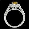Image 2 : 3 CTW Certified Si/I Fancy Intense Yellow Diamond Solitaire Halo Ring 10K White Gold - REF-345M5H - 