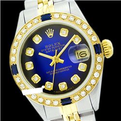 Rolex Ladies Two Tone 14K Gold/ss, Diam Dial & Diam/Sapphire Bezel, Sapphire Crystal - REF-440M3F