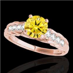 1.2 CTW Certified Si/I Fancy Intense Yellow Diamond Solitaire Ring 10K Rose Gold - REF-158T2M - 3494