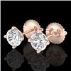 Image 1 : 1.01 CTW VS/SI Diamond Solitaire Art Deco Stud Earrings 18K Rose Gold - REF-180W2F - 37299