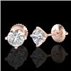 Image 2 : 1.01 CTW VS/SI Diamond Solitaire Art Deco Stud Earrings 18K Rose Gold - REF-180W2F - 37299