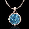Image 1 : 1.5 CTW Fancy Intense Blue Diamond Solitaire Art Deco Necklace 18K Rose Gold - REF-172A8X - 37384