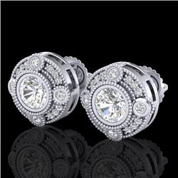 1.5 CTW VS/SI Diamond Solitaire Art Deco Stud Earrings 18K White Gold - REF-263K6W - 36980
