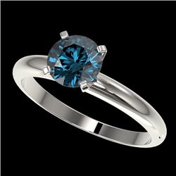 1.25 CTW Certified Intense Blue SI Diamond Solitaire Engagement Ring 10K White Gold - REF-179T3M - 3