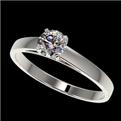 0.50 CTW Certified H-SI/I Quality Diamond Solitaire Engagement Ring 10K White Gold - REF-54M2H - 329