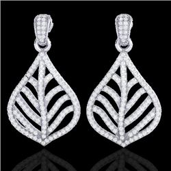2.50 CTW Micro Pave VS/SI Diamond Earrings Designer 18K White Gold - REF-214H5A - 21151