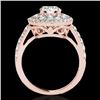 Image 2 : 2.09 CTW H-SI/I Certified Diamond Solitaire Halo Ring 10K Rose Gold - REF-220F2N - 33689
