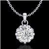 0.85 CTW VS/SI Diamond Solitaire Art Deco Stud Necklace 18K White Gold - REF-138F4N - 36839