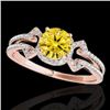 1.36 CTW Certified Si/I Fancy Intense Yellow Diamond Solitaire Ring 10K Rose Gold - REF-169F3N - 353